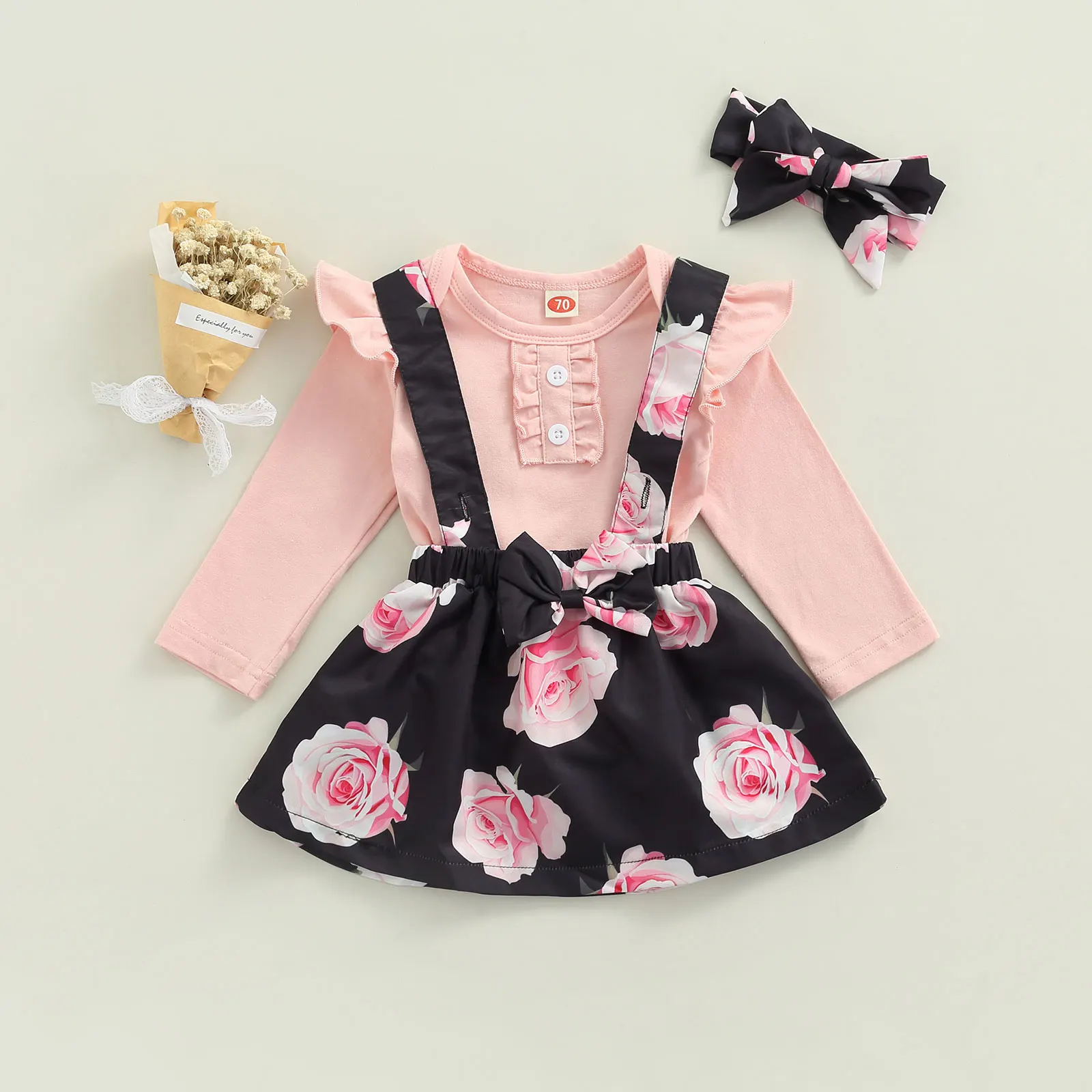 

Ma&Baby 0-18M Newborn Infant Baby Girls Clothes Set Ruffles Button Romper Floral Skirts Outfits Spring Autumn Costume D35