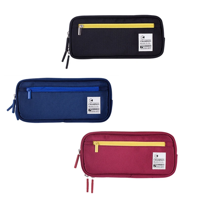 

Large-capacity Stationery Box, Double-layer Multi-function Student Pencil Case, Zipper-3 Color School Stationery 20.8*5.8*9cm
