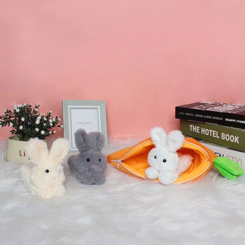 

Набор из 3 кукол кроликов в мешке для моркови, украшение, плюшевый кролик, кошелек для моркови для домашнего праздника, праздничное украшени...
