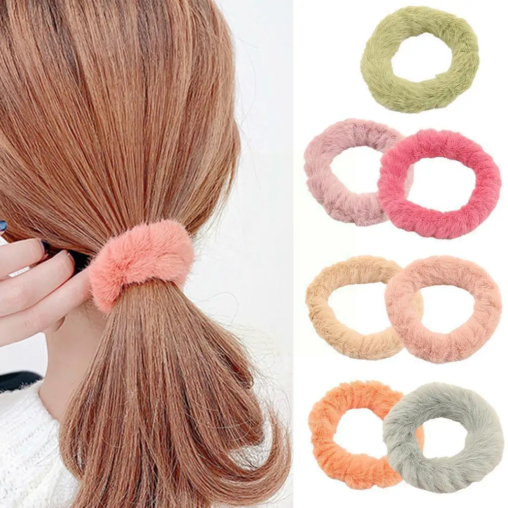 

2021 New Autumn And Winter Hair Ring Female Ins Wind Leather Band Accessories Heads Tie Headdress Rope Hairy Rubber Female Y7s8