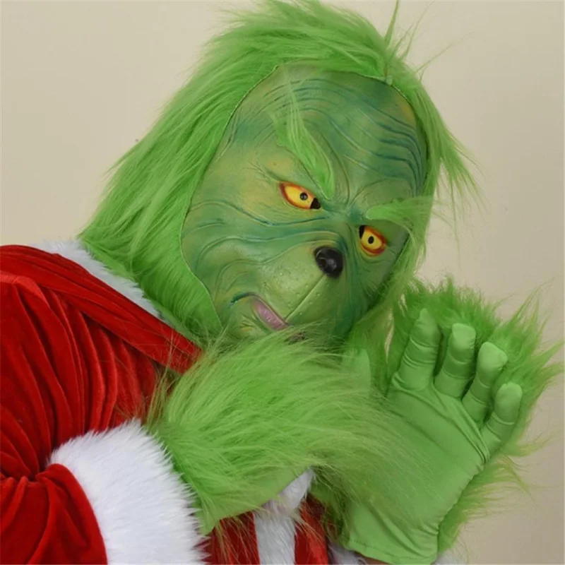 

Unisex How Stole Christmas Cosplay Costume Mask Prop Latex Masks Gloves