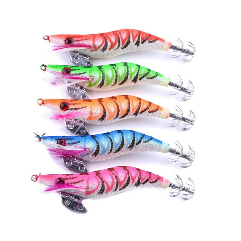

1pc Luminous Shrimp Squid Double Hooks Jigs Fishing Lures 11g 10cm Sea Octopus Cuttlefish Shrimp Fishing Baits Tackle 3D Eyes