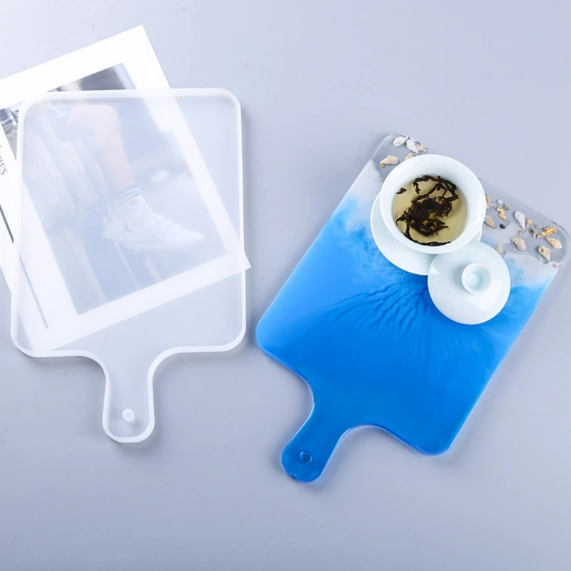 

DIY Crafts Compote Coaster Dinner Plate Crystal Epoxy Resin Mold Making Tool Handle Tray Silicone Mould