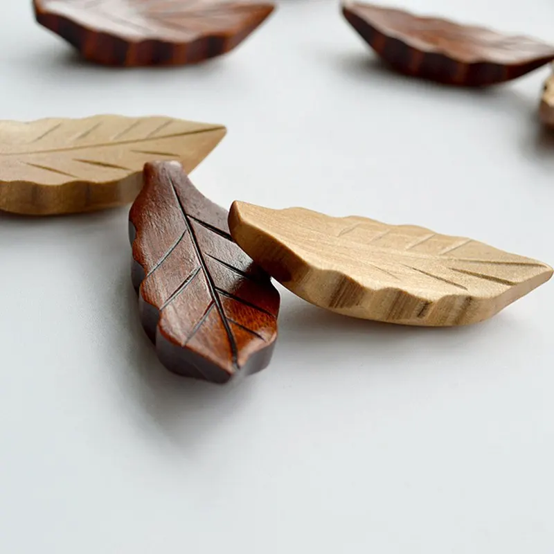 

Chopsticks Holder Wooden Leaf Shape Knife Stand Spoon Rest Fork Rack Frame Art Craft Dinner Product Kitchen Tableware