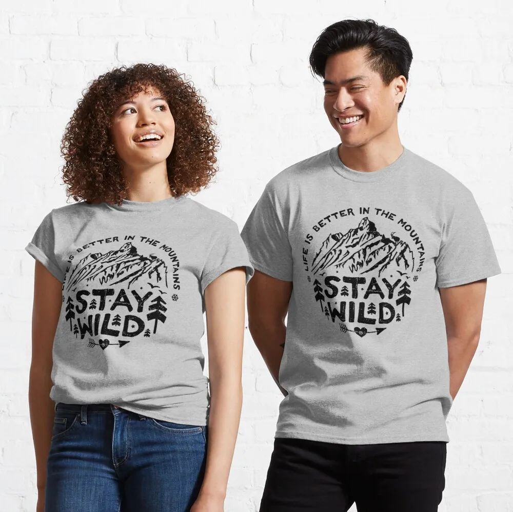 

Топы, футболка, Женская классическая черная футболка Stay Wild