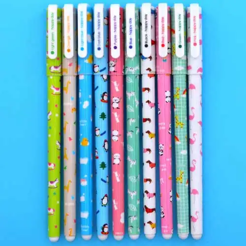 F-Zoo Zebra Panda 10 Pcs/Color Gel Pen Unicorn Flamingo Animal Starry Sky Flower Kawaii Pens Cute Korean Stationery Painting School Supplies - Цвет: F-Zoo Zebra Panda