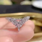 Простое изящное обручальное кольцо серебряного цвета с буквой V обручальное кольцо для женщин с камнем маркиза полностью покрытое модное ювелирное изделие свадебный подарок
