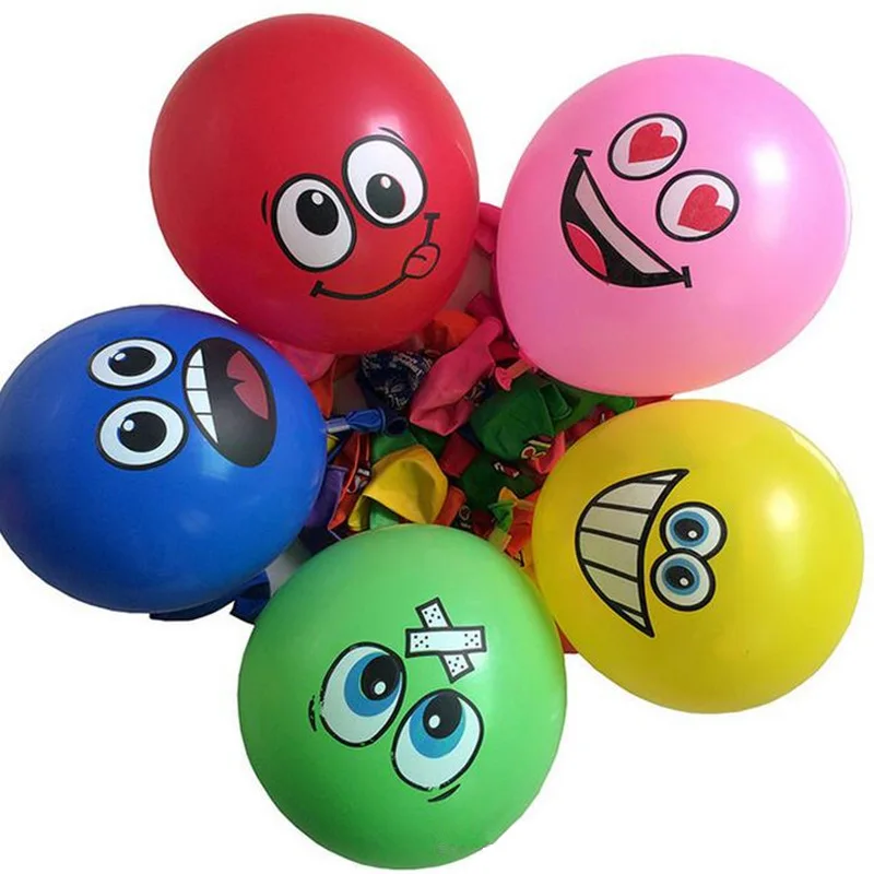 10pcs 12-inch variety of smiley face latex balloons birthday party decoration balloon expression symbol children's toys | Дом и сад