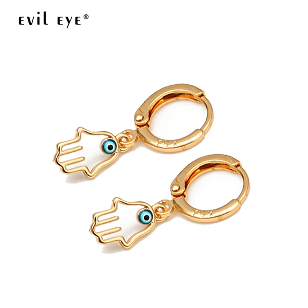 Висячие серьги-подвески в форме Хамса от сглаза золотого цвета турецкие синие