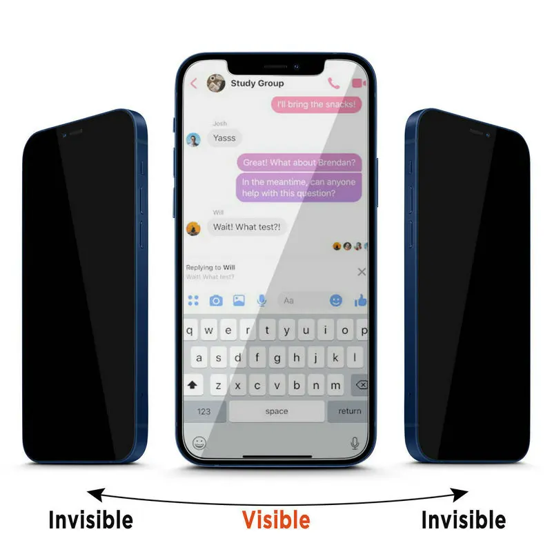 New Anti-Spy 9H Privacy Glass Silk-Screen Protector for iPhone 12 Pro Max Mini 11 X Xs Xr 8 7 Plus 100pcs plastic retail