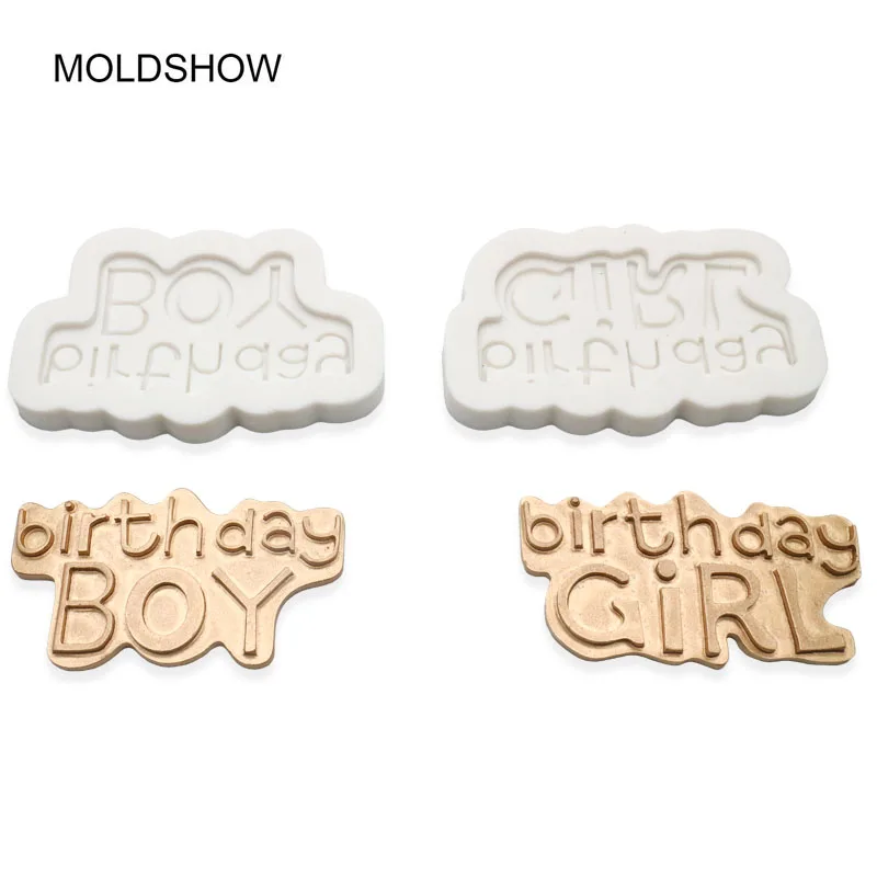 MOLDSHOW мальчик/девочка с днем рождения табличка Украшения Торта Плесень