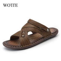wotte classics summer shoes men slippers quality split leather sandals for men comfortable flip flops men beach sandals %d0%ba%d1%80%d0%be%d0%ba%d1%81%d1%8b