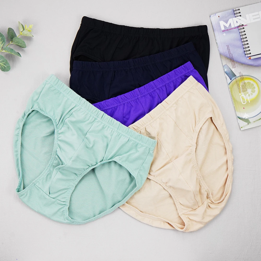 5Pcs/lot Men's Briefs Mid-waist Cotton Underwear Breathable Comfortable Underpants Fat Plus Size Briefs Male Seamless Panty
