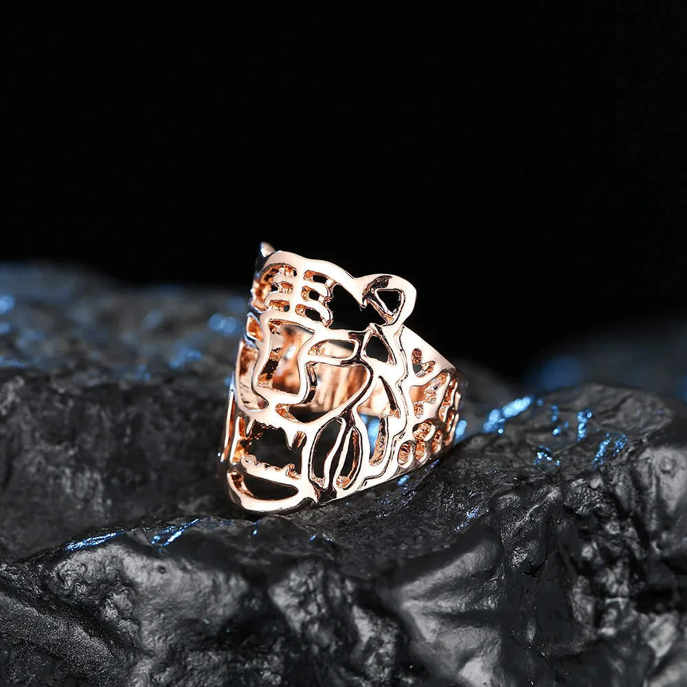 Кольцо с крупным тигром для женщин и мужчин ювелирное изделие цвета розового