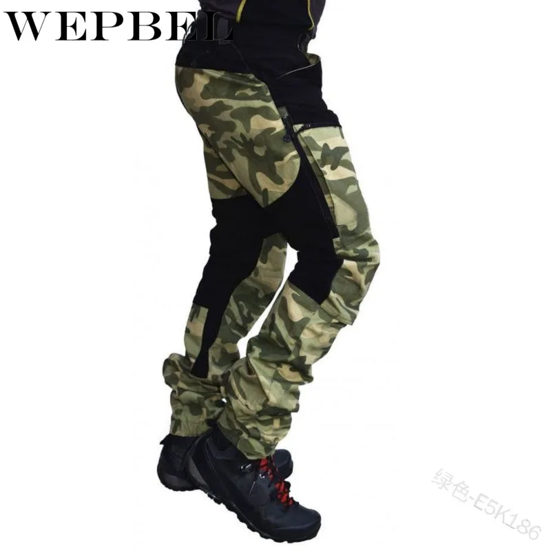 

Mandylandy Men Sport Camouflage Patchwork Pockets Jogger Cargo Trouser Motorcycle Pant Gym Fitness Workout Jogging