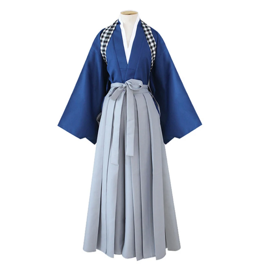Костюмы для косплея Touken Ranbu аниме для мужчин и женщин кимоно Японский хаори+ брюки комплект одежды с поясом юката Одежда для Хэллоуина - Цвет: Blue