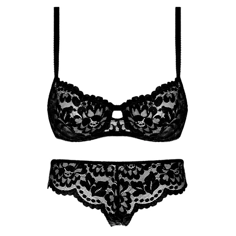 Black Set Lilymoda, женский сексуальный ультра тонкий бюстгальтер, короткие комплекты, модное кружевное нижнее белье, высокое качество, бюстгальтер, удобное нижнее белье - Цвет: Black Set
