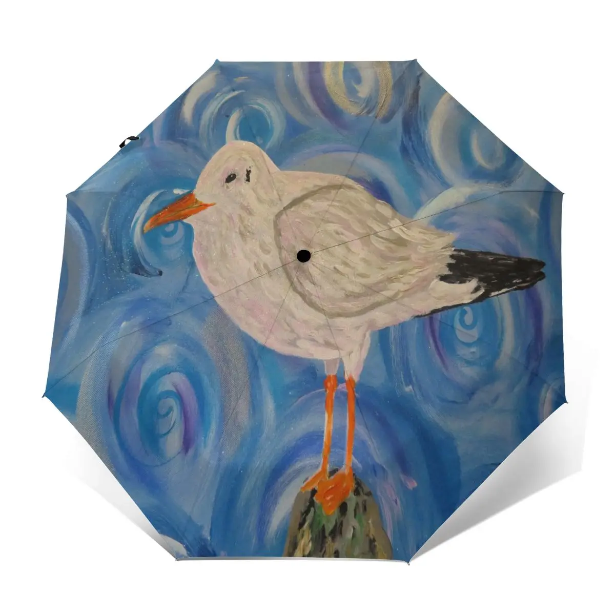 

Ветрозащитный Автоматический складной инвертированный Зонт С Рисунком Птиц, портативный зонт для мужчин и женщин