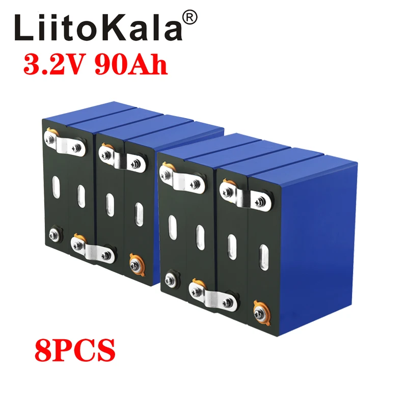 

8pcs LiitoKala 3.2V 90Ah LiFePO4 Prismatic Cell LifeCycles 3000 Times 3C Discharge For 12V Caravan electric vehicle golf cart