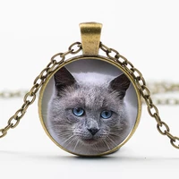 new cute cat art photo cabochon glass pendant necklace cute cat jewelry accessories for womens mens fashion friendship gifts