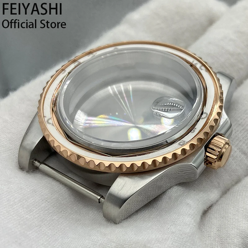 Роскошные часы с сапфировым покрытием из нержавеющей стали под розовое золото 40