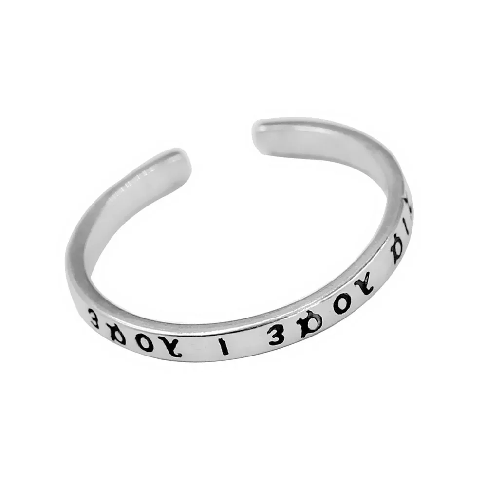 

Simple Greek Language I Love You Distressed Thin Letter Ring Retro Opening Women's Ring Engagement Jewelry Wholesale