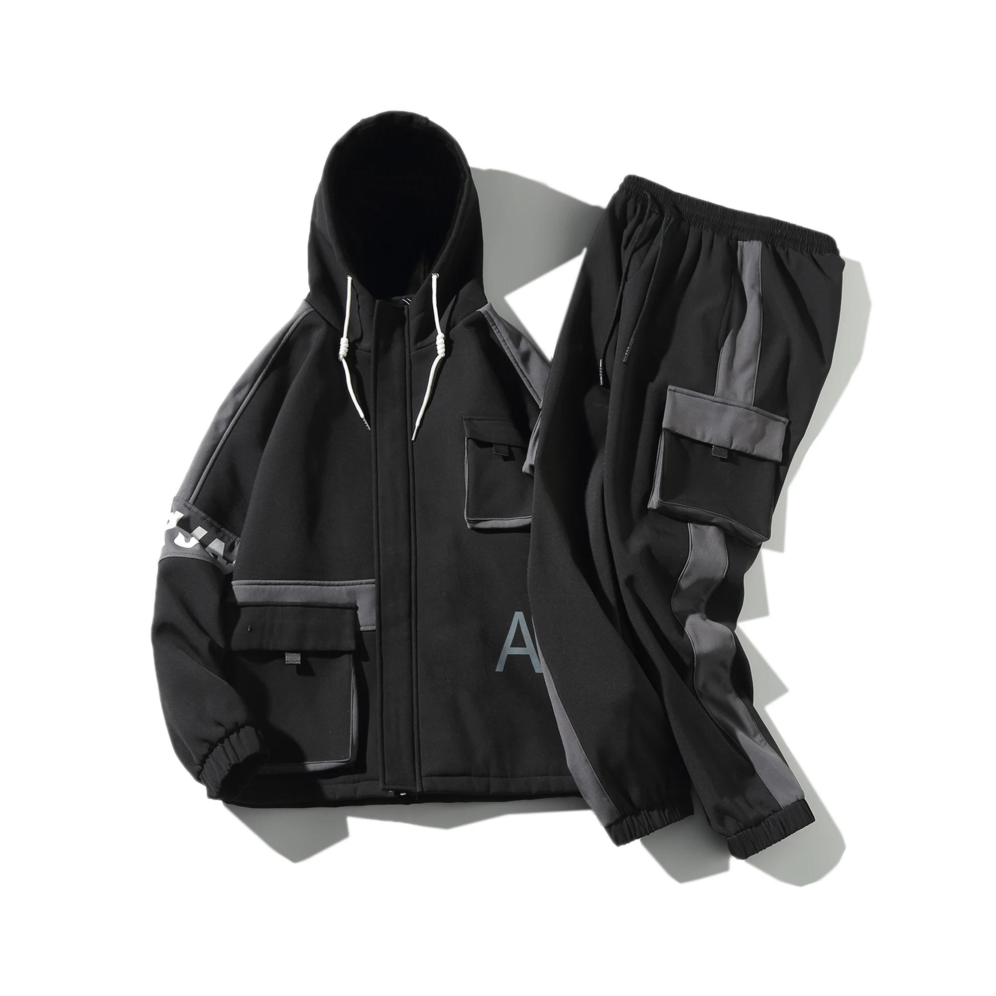Костюм спортивный мужской в стиле хип-хоп комплект спортивной одежды с карманами