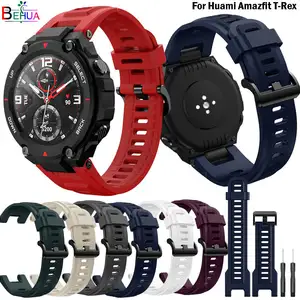 Силиконовый ремешок для умных часов Xiaomi Huami Amazfit T-Rex, сменный Браслет, аксессуары для Amazfit T-Rex