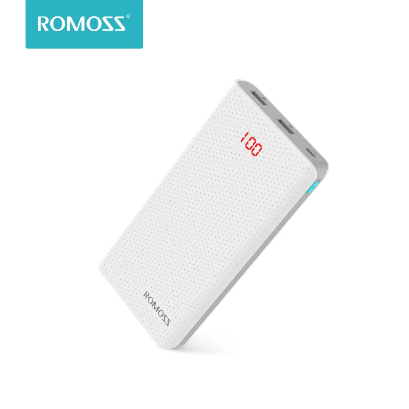 ROMOSS 20000 мАч Sense 6 светодиодный внешний аккумулятор с двумя портами, внешний аккумулятор с светодиодный индикатором, быстрая зарядка для телефона