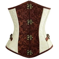 gothic corset steampunk underbust bustier steel boned slimming waist trainer shaper jacquard floral outfit corselet gorset korse