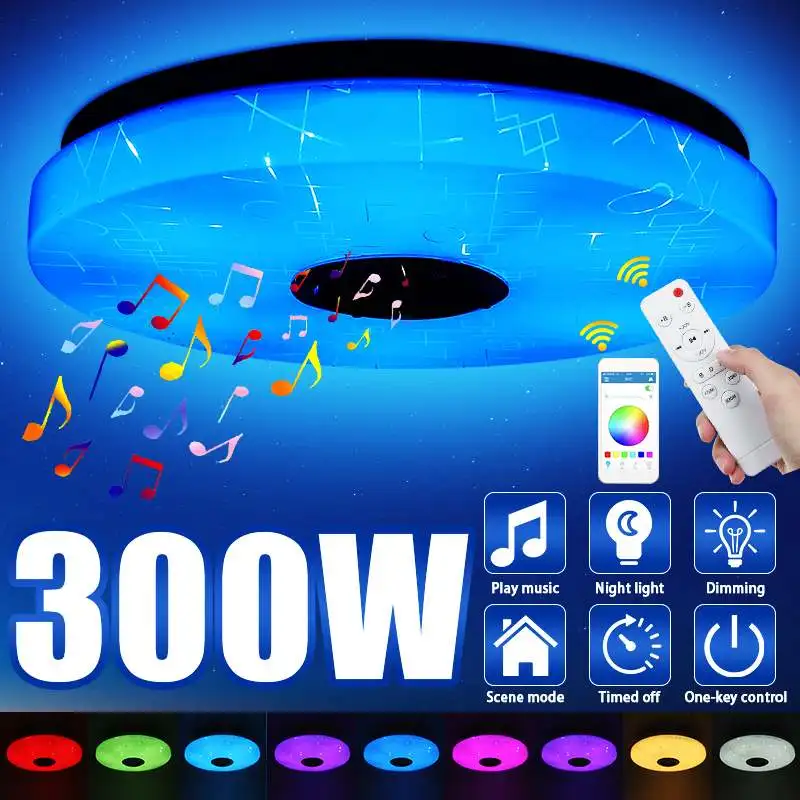 

300W Modern RGB LED Ceiling Lights Home Lighting APP bluetooth Music Light Bedroom Lamps Smart Ceiling Lamp+Remote Control