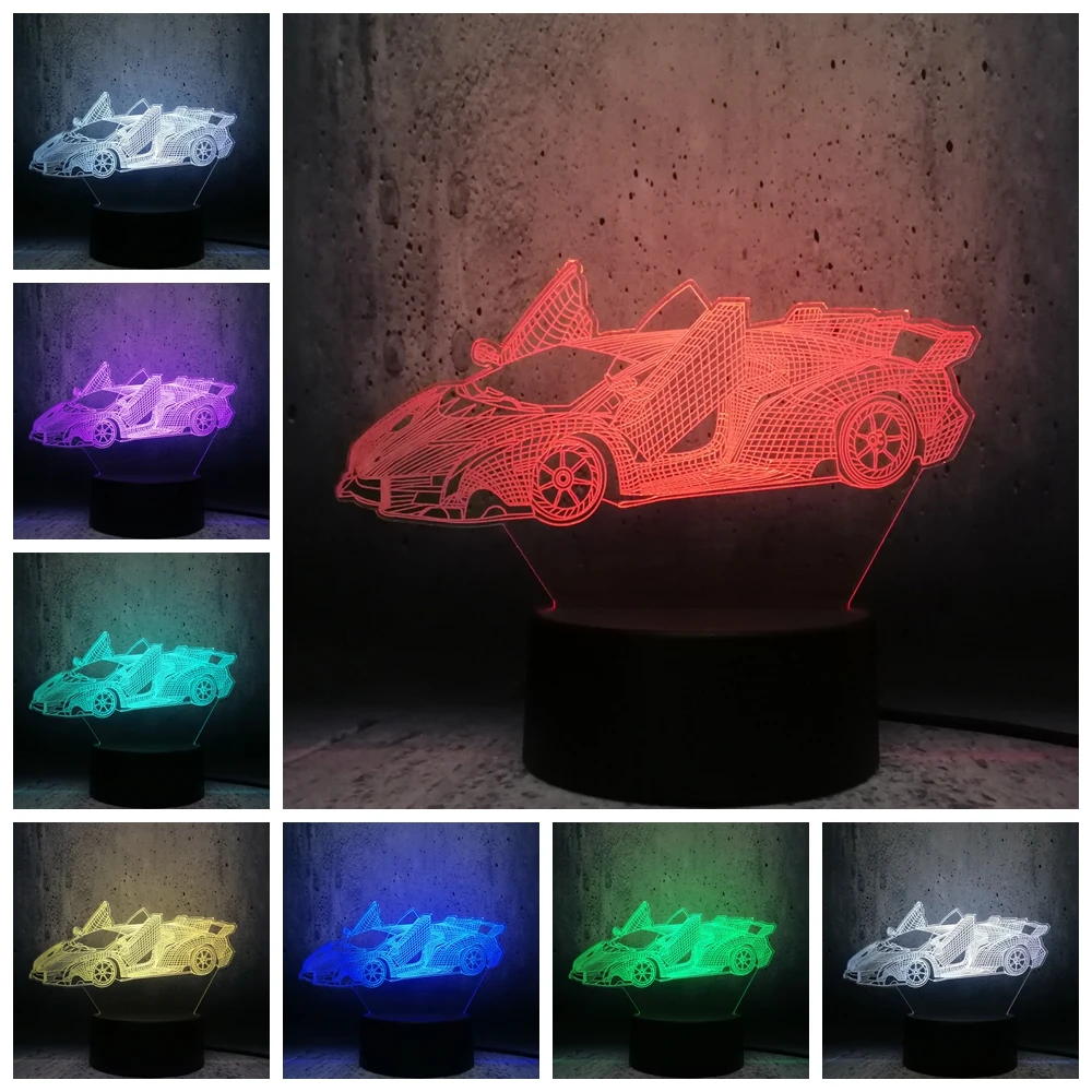 Lamborghini Veneno Модель гоночного автомобиля 3D светодиодный светильник ночник крутая
