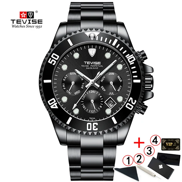 black black box TEVISE Diver часы автоматические механические часы спортивные Топ брендовые Роскошные мужские часы мужские наручные часы montre homme - Цвет: black black box