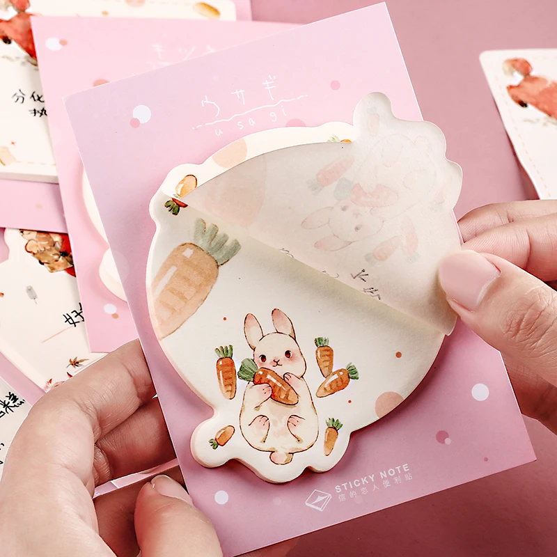 30 шт./лот 6 видов конструкций Kawaii мультфильм животные кролик лиса Липкие заметки