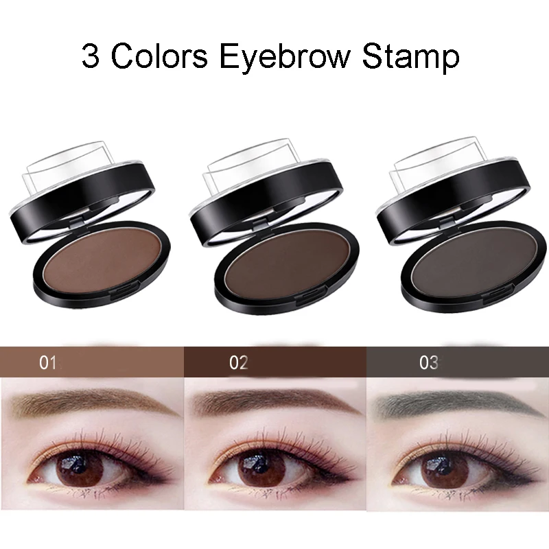 

3 Colors Eyebrow Powder Seal Lazy Quick Eyebrow Stamp Waterproof Long lasting Natural Shape Brow Stamp Eyebrows Powder Palette