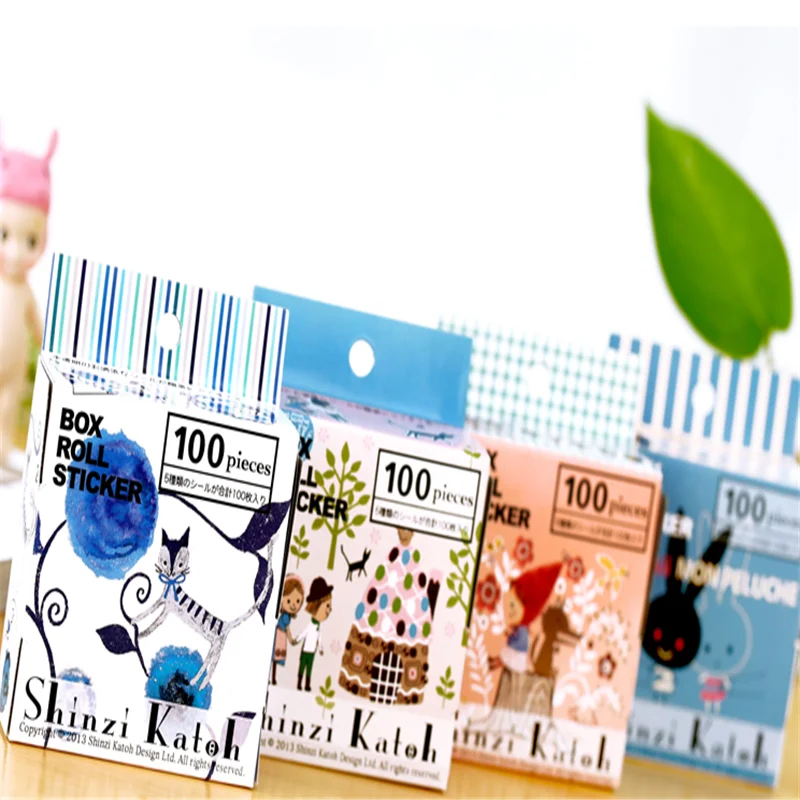 Японские бумажные наклейки для скрапбукинга 100 шт./кор. Kawaii|Канцелярские