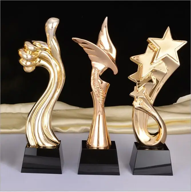 Creative Black Crystal Trophy Figurines Home Statue Crafts Gold plated Oscar Sculptures Accessories Livingroom Ornaments | Дом и сад