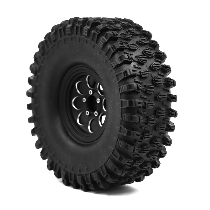 4Pcs 2.2 Beadlock Wheel Rim Rubber Tire Set for 1/10 RC Crawler Traxxas TRX-4 Axial SCX10 90046 D90 Voodoo KLR