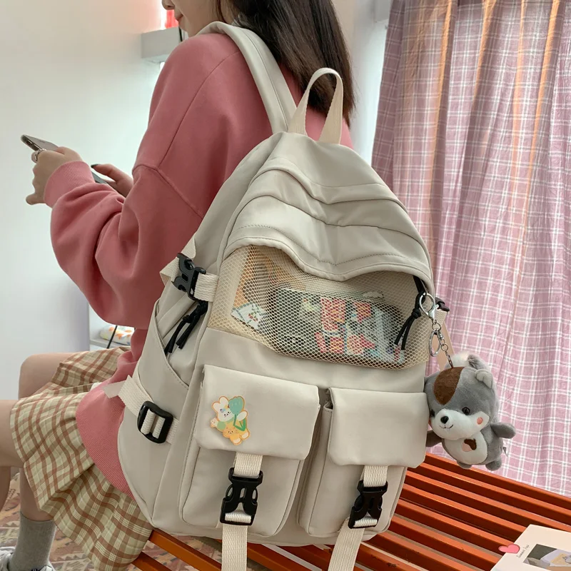 

Korean Large capacity Lovely girl Backpack Nylon waterproof Fashionable Women Schoolbag Japanese Multiple pockets Travel bag New