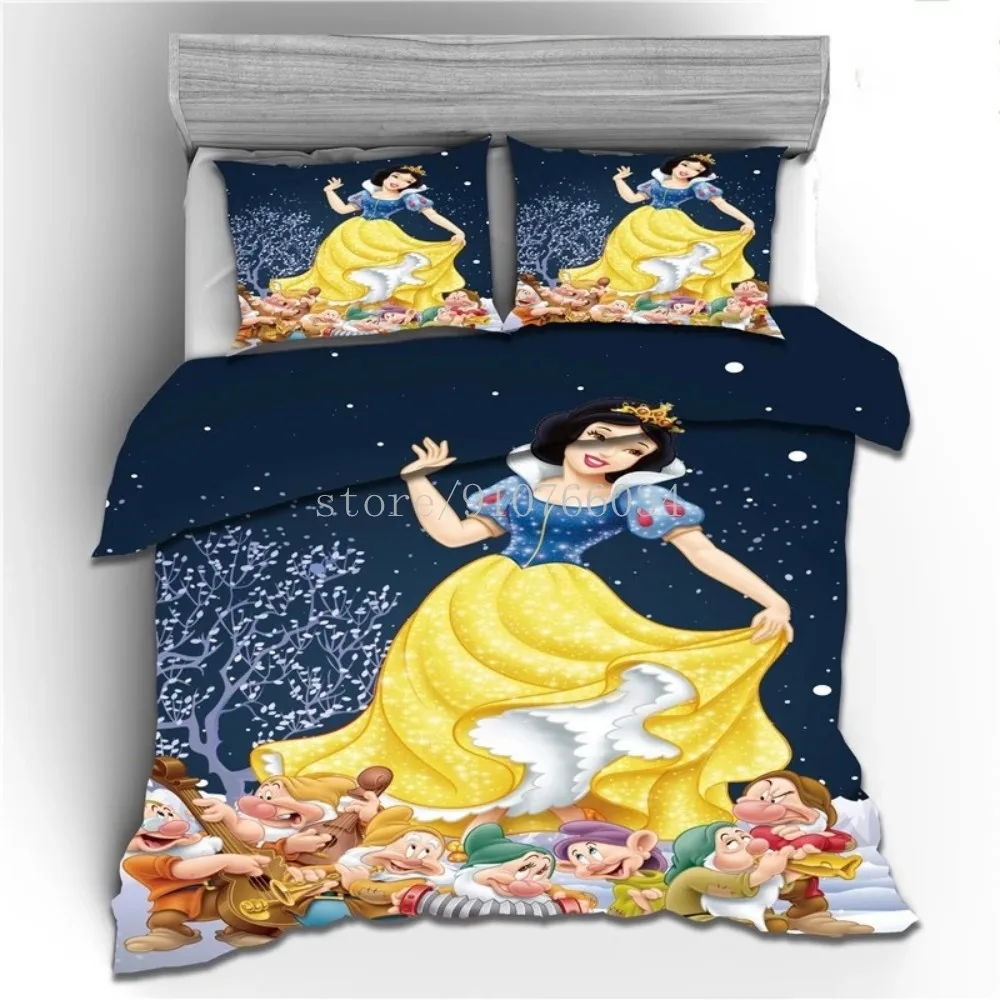 

Disney Snow White Belle Rapunzel Princess Bedding Set Comfortable Duvet Cover Home Textile Children Girls Bedroom Decoration