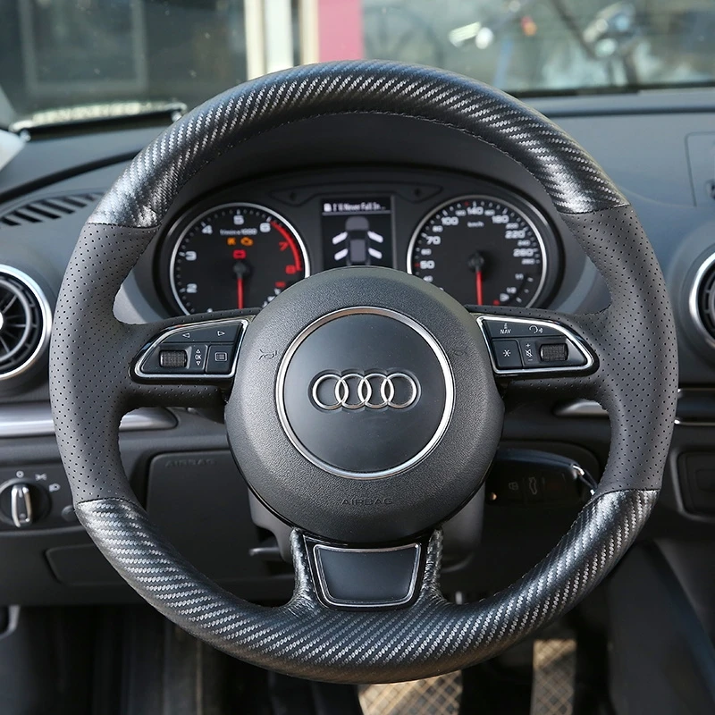 

Сделай Сам, сшитая вручную, из углеродного волокна, замшевая кожа, искусственная кожа для Audi A6L A4 A3 Q3 Q5 Q7, интерьерные автомобильные аксессуар...