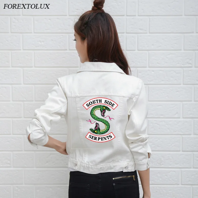 Riverdale Denim Jackets Harajuku Hip Hop Women Southside Serpents Clothing Jeans Crop Top Snake Streetwear Girls Petite Coat