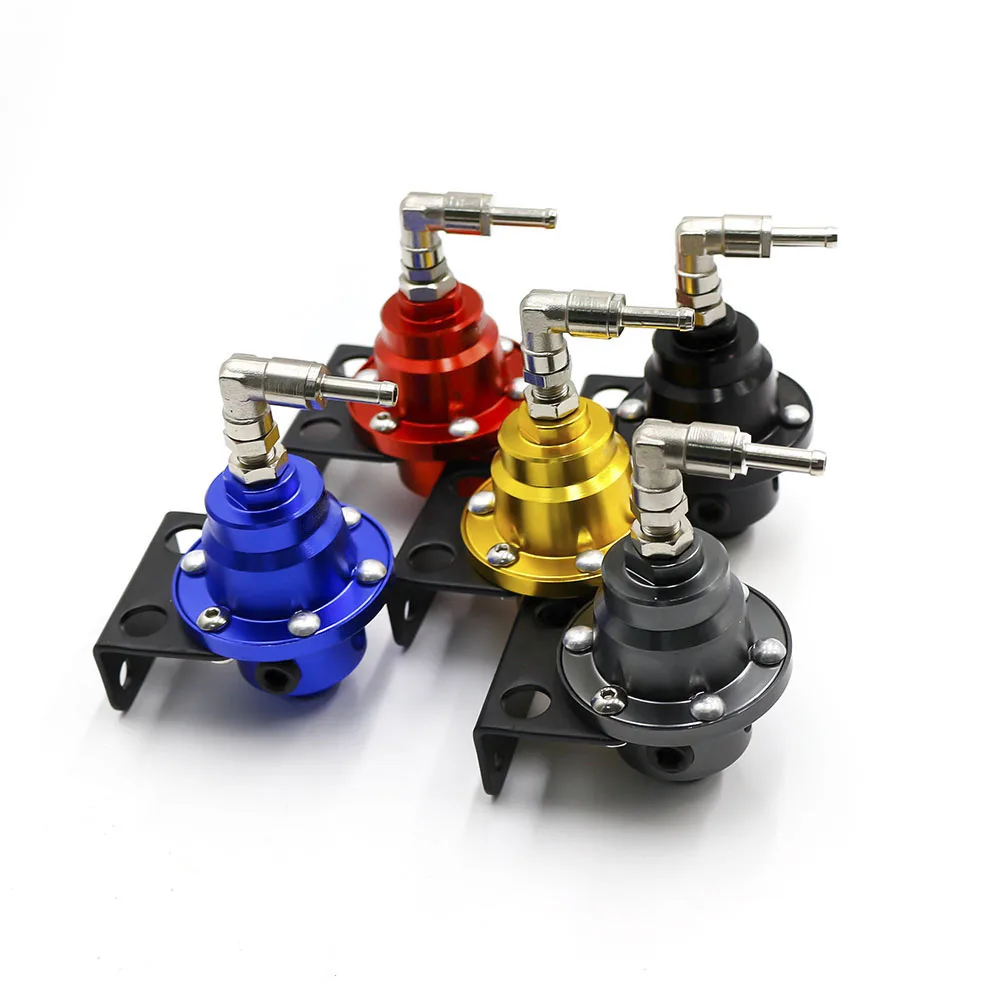 

New Universal Adjustable Aluminum Fuel Pressure Regulator With Gauge Kit Black Titanium Red Gold Blue 5 Colors Optional