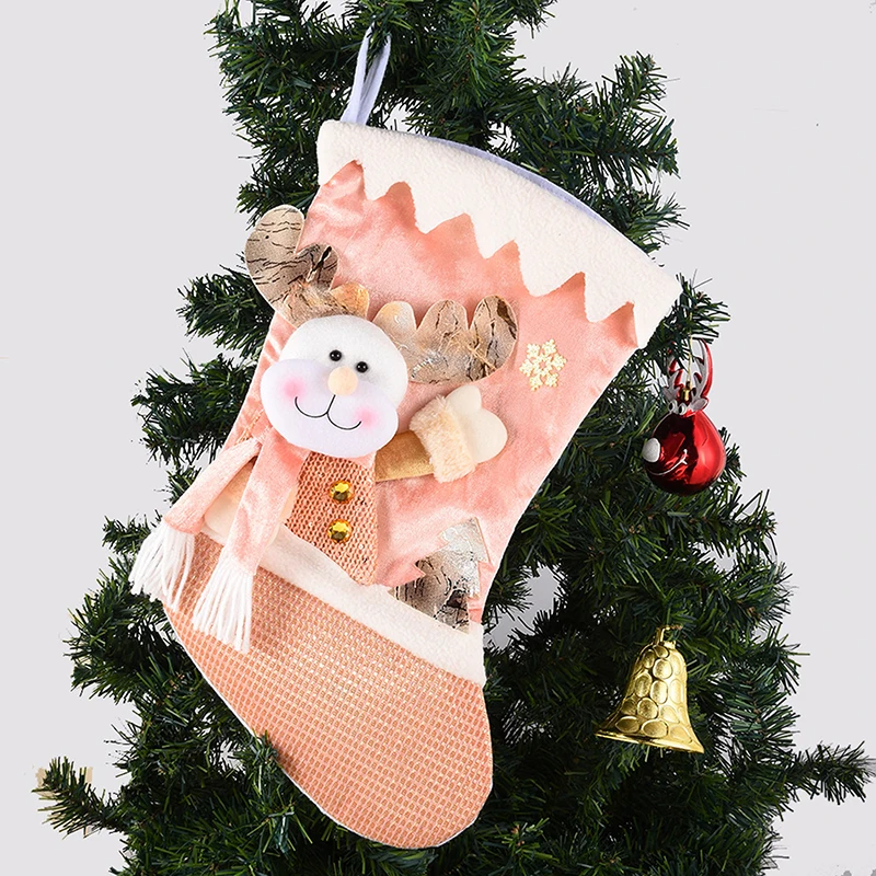 

Christmas Stocking Large Xmas Gift Bags Fireplace Decoration Socks New Year Candy Holder Christmas Decor for Home