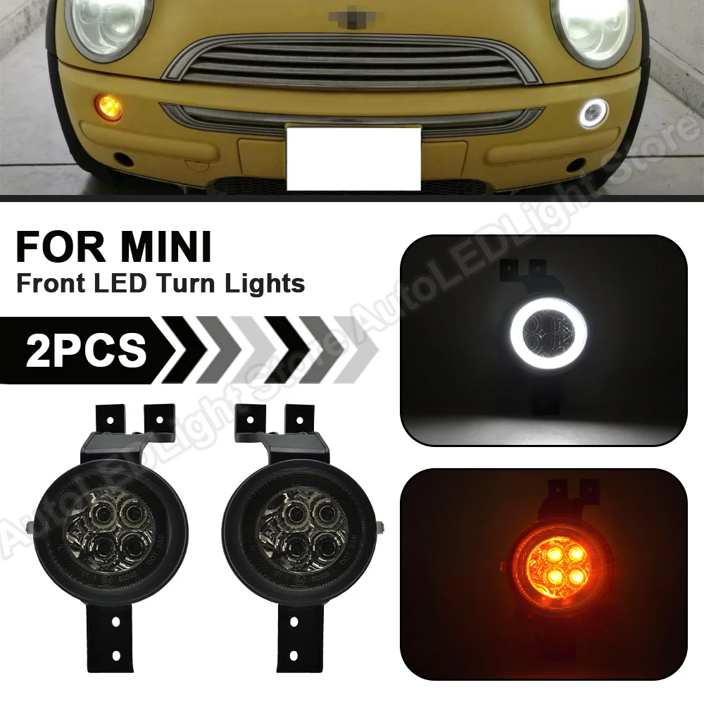 

For MINI Cooper R50 R53 2000-2006 R52 2002-2008 Full LED Driving Halo Front LED Turn Signal Lights Corner Lamp DRL Parking Light