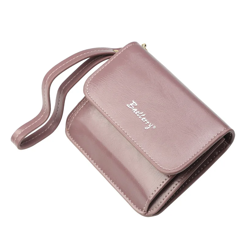 Мини кошелек женские кожаные кошельки модный короткий с застежкой маленькие 7