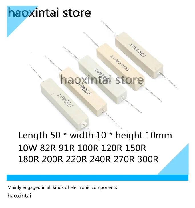 

10 шт. 10 Вт керамическое сопротивление цементу 82R 91R 100R 120R 150R 180R 200R 220R 240R 270R 300R