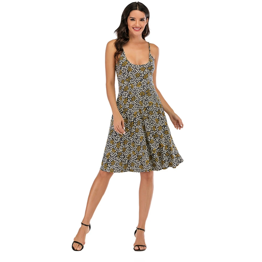 

New Summer Printing Sexy Casual Splicing Ladies Dress Women's V-Neck Dress Hanging Sleeveless Dress PIJU1