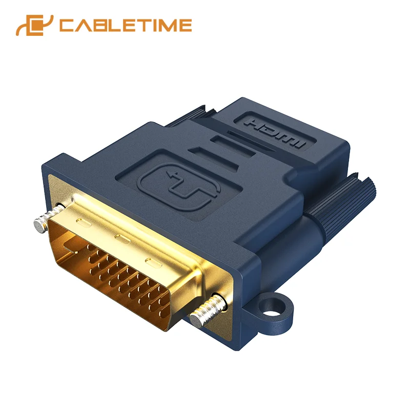 Переходник CABLETIME DVI 24 + 1 штекер на гнездо HDMI позолоченный конвертер 1080P 60 Гц для ПК