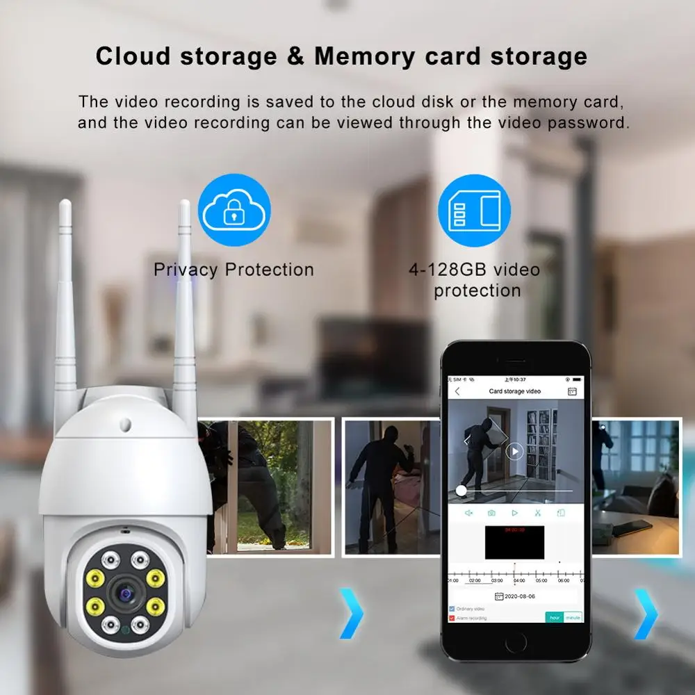 

PTZ Home Security Camera Outdoor Wifi IP Camera 1080P Night Vision with Motion Detection Two Way Audio 2MP Video Surveillance